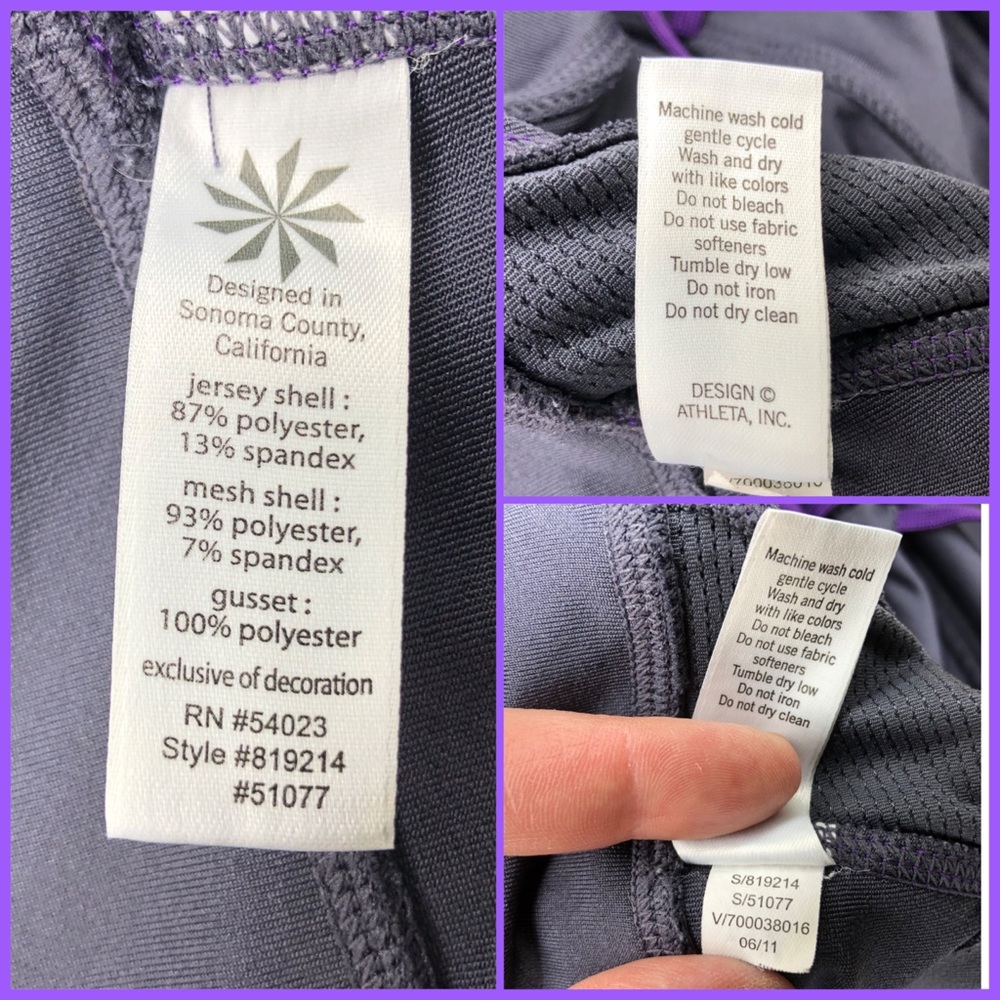 ATHLETA quick step capri leggings gray with purple cord. Front waist oveโฆ - Picture 11 of 11